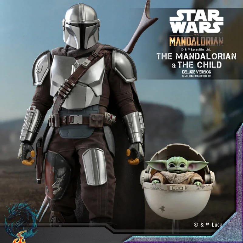 Action Figure Realista Mandalorian e Bebê