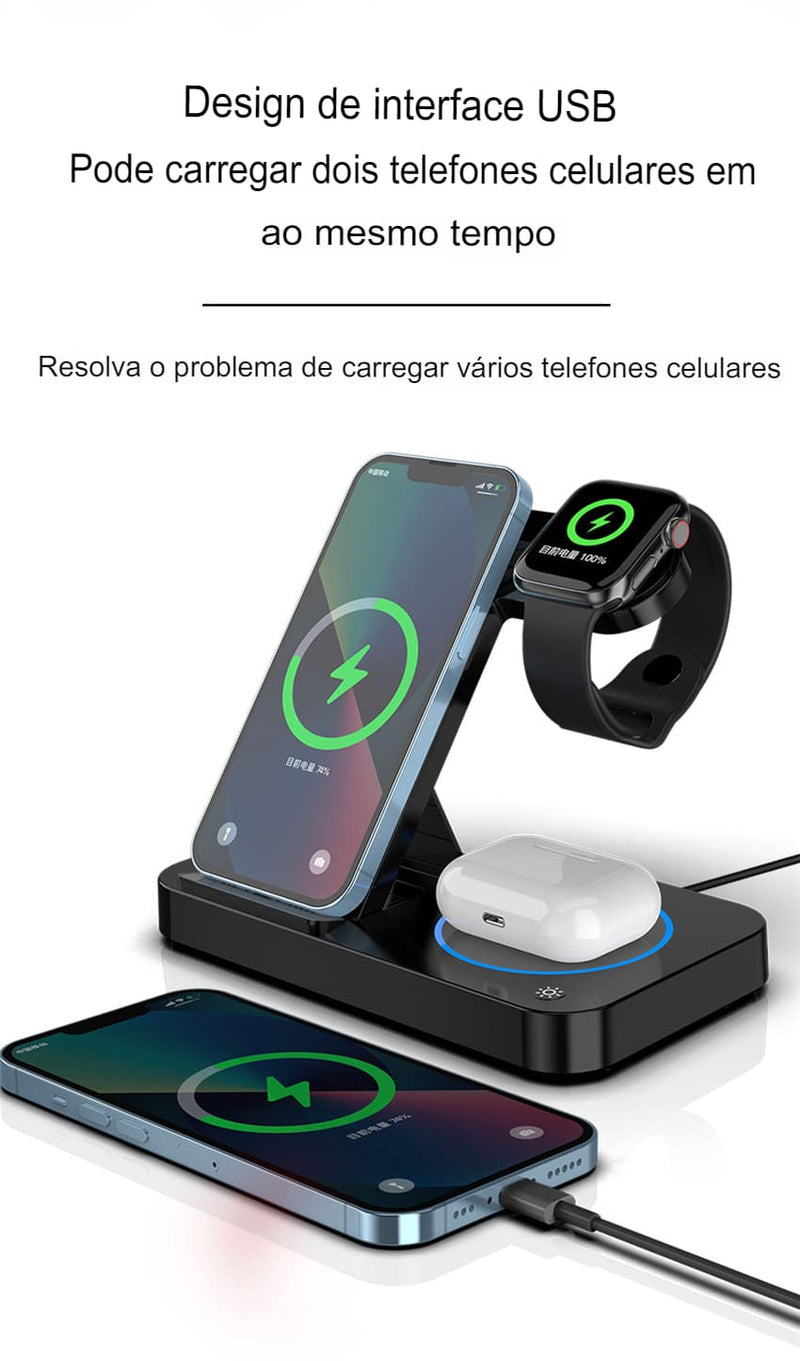 Suporte 4 em 1 para Carga de Indução | Iphone e Samsung