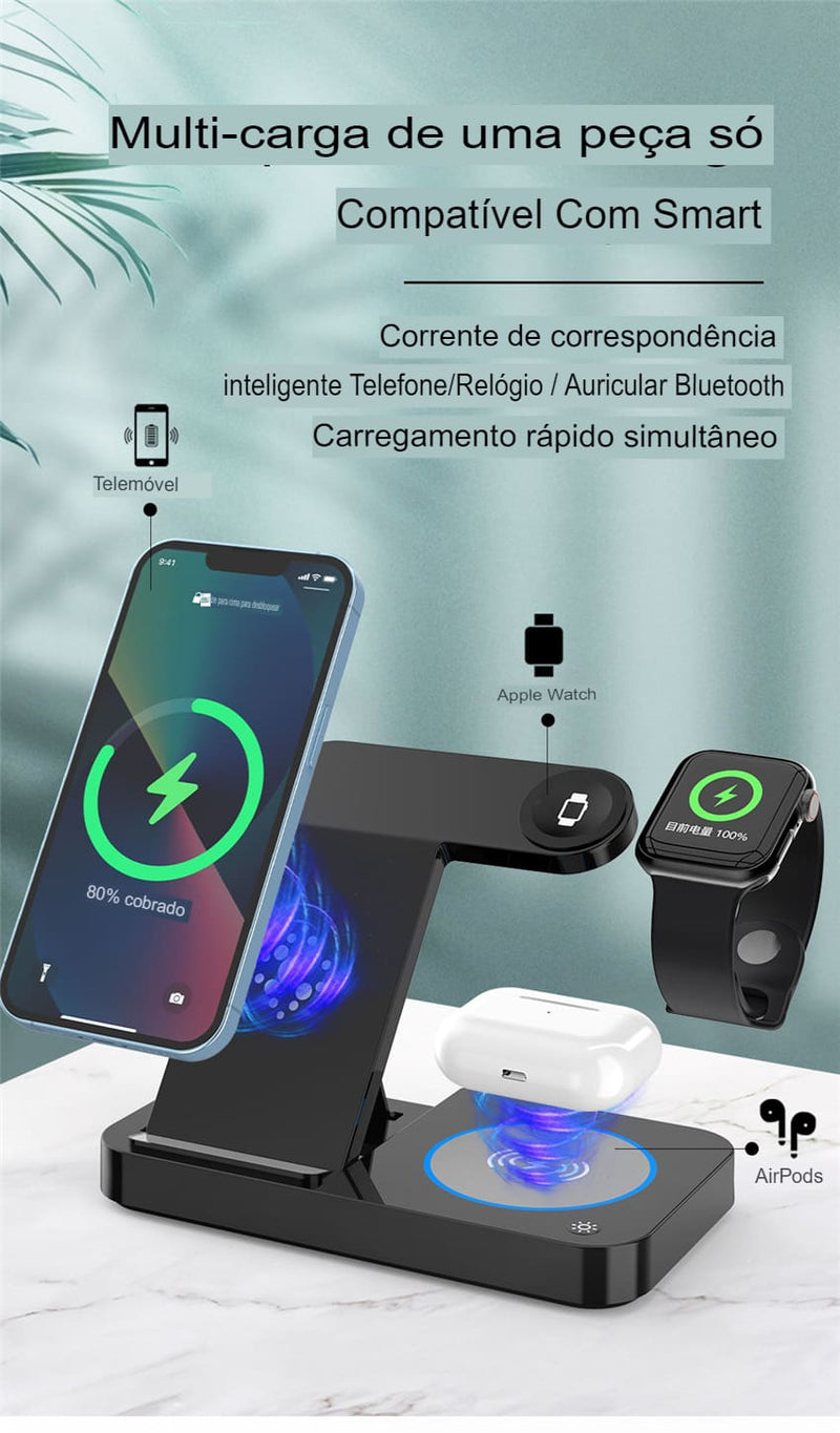 Suporte 4 em 1 para Carga de Indução | Iphone e Samsung