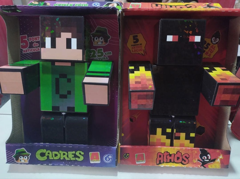 Kit 2 Bonecos Athos + Cadres Gamer Articulado Youtuber 25cm - Algazarra
