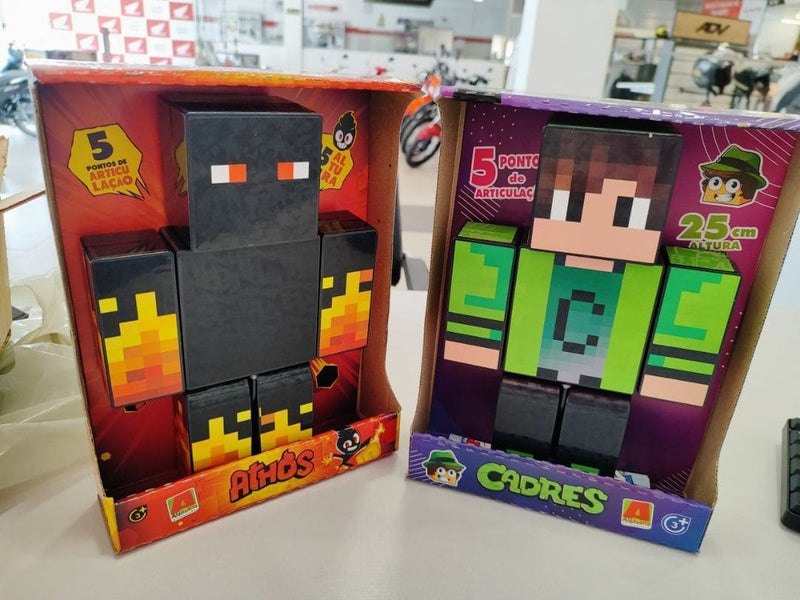 Kit 2 Bonecos Athos + Cadres Gamer Articulado Youtuber 25cm - Algazarra