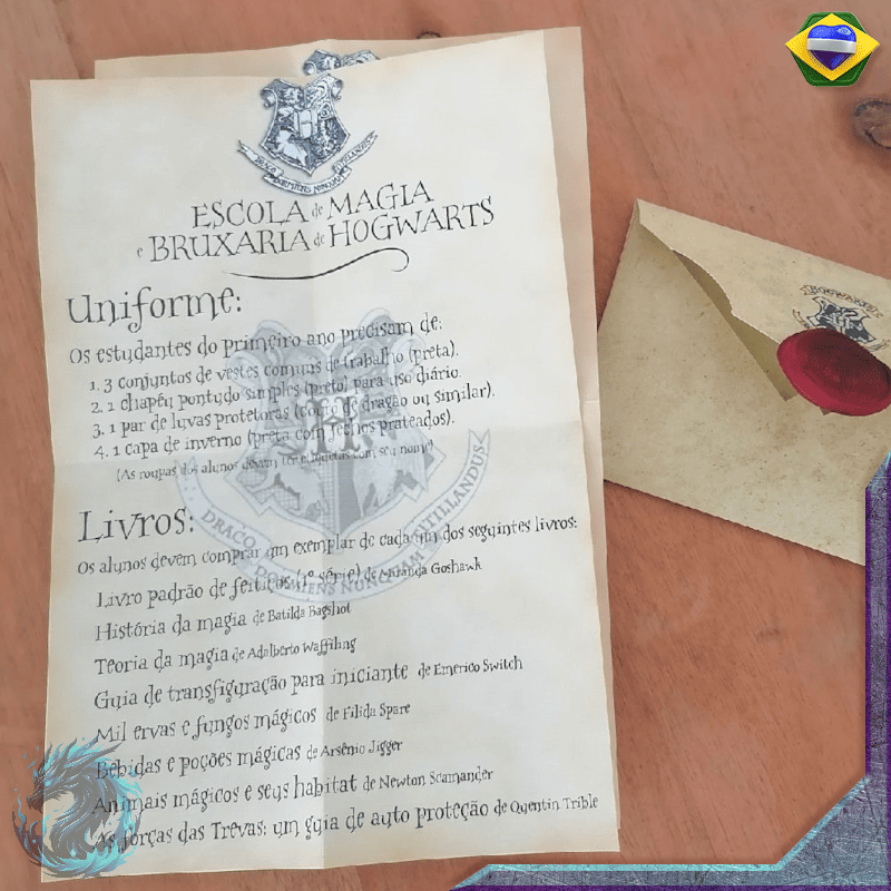 Kit Aceitação Hogwarts Harry Potter Luxo com Carta Personalizada