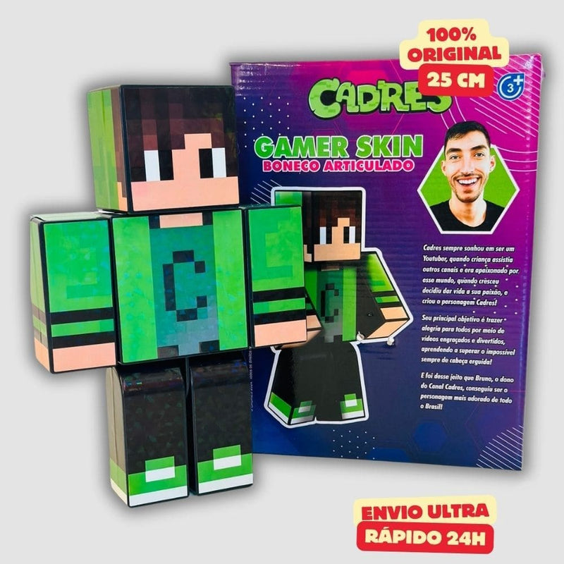 Kit 2 Bonecos Athos + Cadres Gamer Articulado Youtuber 25cm - Algazarra