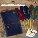 Caderno Harry Potter com Caneta de Pena | Kit Diário Vintage Geek | Sketchbook e Papelaria Kawaii*