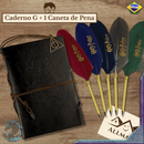 Caderno Harry Potter com Caneta de Pena | Kit Diário Vintage Geek | Sketchbook e Papelaria Kawaii*