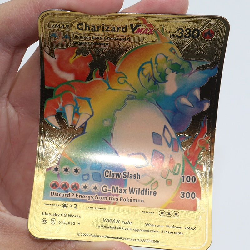 Lote 55 Cartas Colecionáveis Metal Dourado Pokemon