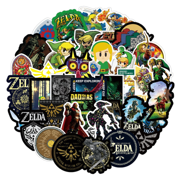 Lote com 50Un de Adesivos Zelda Sticks 100% Impermeável